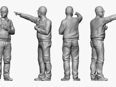 001203 worker man in special uniform in glasses 3D model