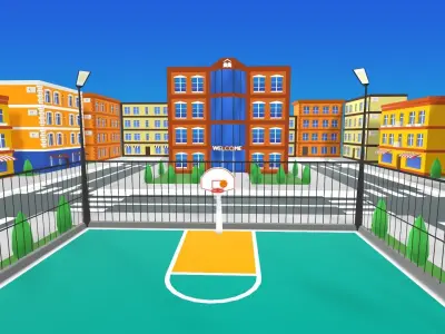 Basketball Court Low-poly 3D model