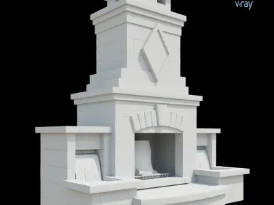 Outdoor Fireplace 001 3D model