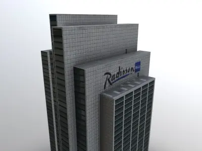 Hamburg Radisson Blu Hotel Low-poly 3D model
