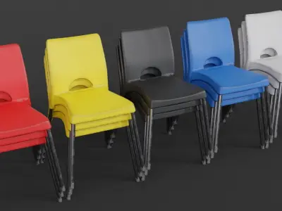 Stackable Plastic Chair Low-poly 3D model