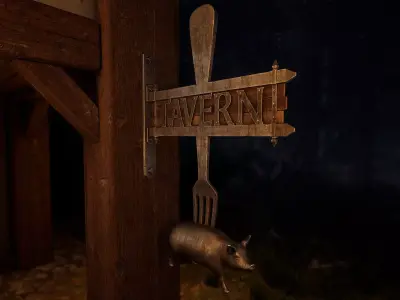 Medieval Tavern Sign  Low-poly 3D model