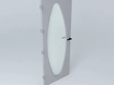 Letter O 3D door very detail with glass lock and hinger Free 3D model
