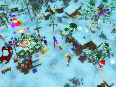 Christmas and Winter City Low-poly 3D model