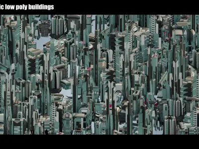35 Futuristic Buildings VOL 4 Low-poly 3D model