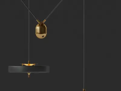 REVOLVE set three table lamps in gold 3D model