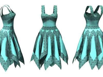 Fairy Evening Dress Low-poly 3D model