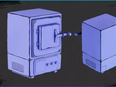 Stylized Lab Furnace Low-poly 3D model