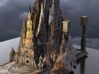 Dark Victorian Castle courtyard 3 3D model