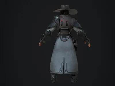 Cowboy character in outfit Low-poly 3D model