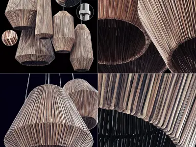 Lamp barrel big rattan n6 3D model