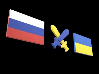 Russia VS Ukraine War Icon v1 001 Low-poly 3D model
