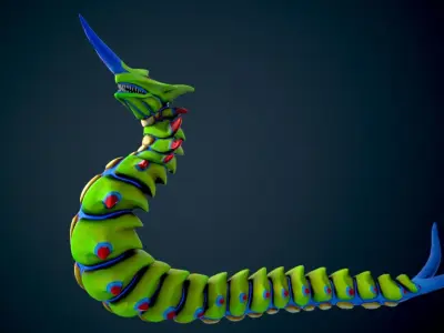 Giant worm 2 Low-poly 3D model