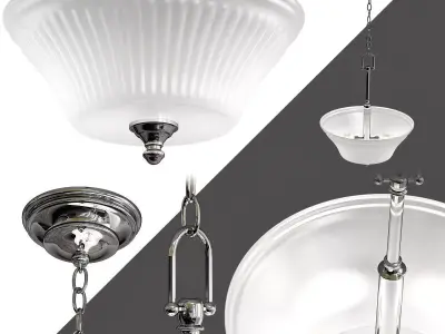 3-Light Brushed Nickel Pendant with Frosted Glass Shade 3D model