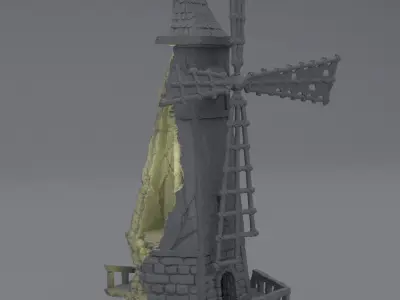 Ruined Windmill Tabletop Terrain 28 MM 3D print model