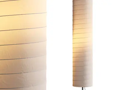 Silver-gray metal round base white paper floor lamp 3D model