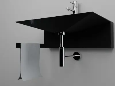 Sink bathroom black Low-poly 3D model