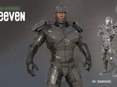 Cyber Warrior - SEEVEN Low-poly 3D model