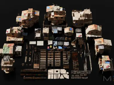 Abandoned Buildings Low-poly 3D model