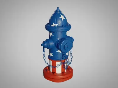Fire Hydrant 20 - Patriotic American Flag Fireplug 3D model