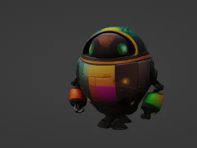 Colorful Round Buddy Bot 3D model