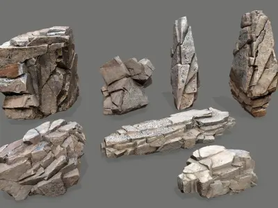 desert rocks Low-poly 3D model order