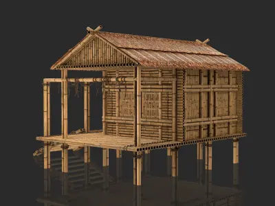 Bamboo House 3 - Jungle Hut 3D model