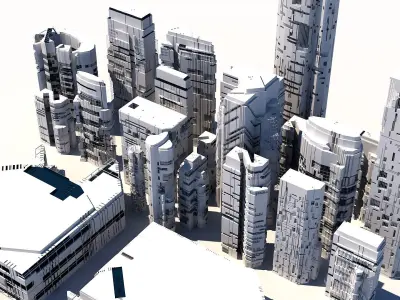 Futuristic Sci-Fi Skyscrapers 002 3D model