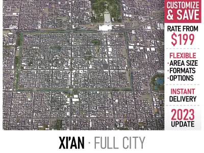 Xian - city Low-poly 3D model