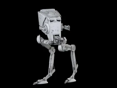 RIGGED Star Wars at st walker with walk cycle  3D model