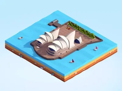 Low Poly Sydney Opera House Landmark Low-poly 3D model