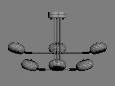 Curved Stix Chandelier 6 Black 3D model