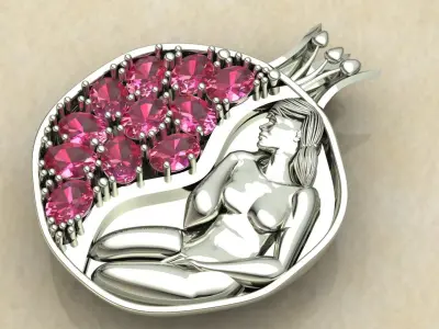 Pomegranate pendant 3D print model