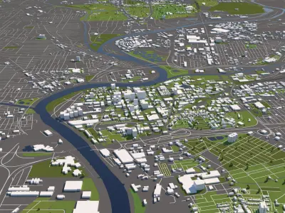 Dayton USA 50x50km City Map 3D model