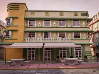 MIAMI VICE CITY ART DECO BUILDING 3 Low-poly 3D model