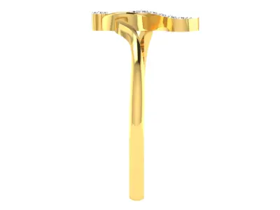 Light Weight Yellow Gold Diamond Ring  -ZA RN 7829 3D print model