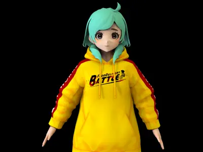 game ready Low Poly Anime Character 3