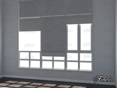 Curtains empty room with window Low-poly 3D model