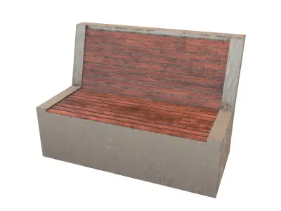 Modern Outdoor Bench v2 001 Low-poly 3D model