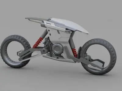 sci-fi motorbike rigged vehicle 3D model