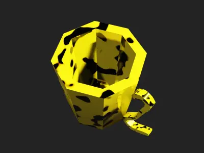 Metal cup painted with yellow color and black dots Free low-poly 3D model