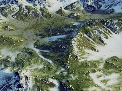 Green Hills Mountains Low-poly 3D model