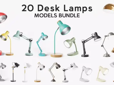 20 Desk Lamps - PBR High Quality Models Bundle 3D Model Pack