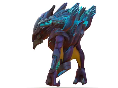 Low Poly Alien Cyborg Trooper Soldier UFO Low-poly 3D model