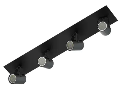 Black Quadruple Lights 3D Model 3D model