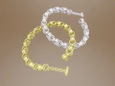 Mens Gold and Silver Bracelet 3D Low-poly 3D model