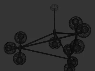 Modo Chandelier 3 Sided 10 Globes Free 3D model
