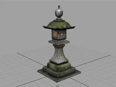 Stone Japanesse latern Tachi-gata Low-poly 3D model