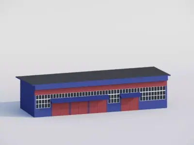 Rapair shops low poly Low-poly 3D model