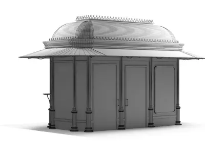 Classical Black Metal Street Kiosk 2x4m 3DS Max Vray Corona 3D model